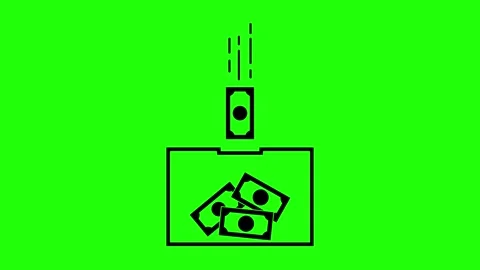 Money Tip, Saving Box Icon on Green Background Stock Footage 296246508