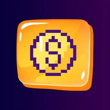 Money transaction glossy ui button with pixelated color icon Stock Illustration