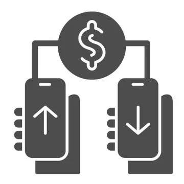 Money transaction non contact solid icon. Mobile payment vector illustration 库存插图