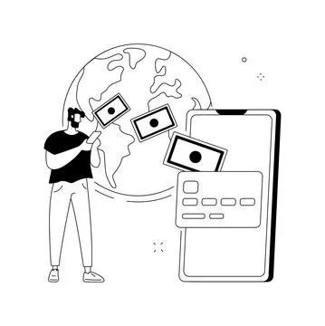 Money transfer abstract concept vector illustration. Stock Illustration