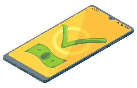 Money transfer app isometric. Vector concept illustration of mobile money Stock Illustration