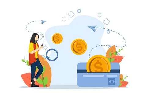 Money transfer concept, e-commerce, savings account. Stock Illustration