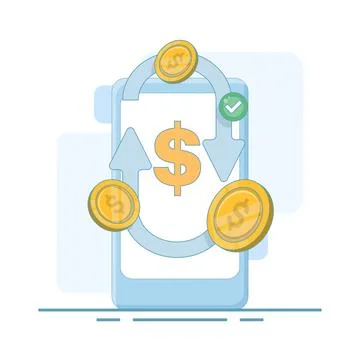 Money Transfer Concept. Send or receive payments, mobile transfer payments. Stock Illustration