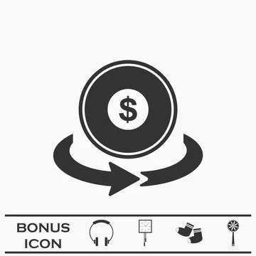 Money transfer icon flat Stock Illustration