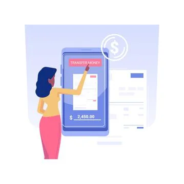 Money transfer isolated concept vector illustration. Ilustración de archivo