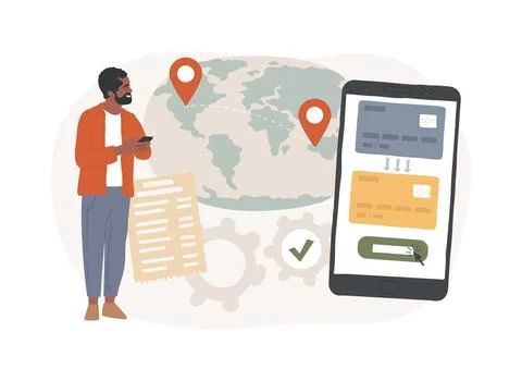 Money transfer isolated concept vector illustration. Ilustración de archivo