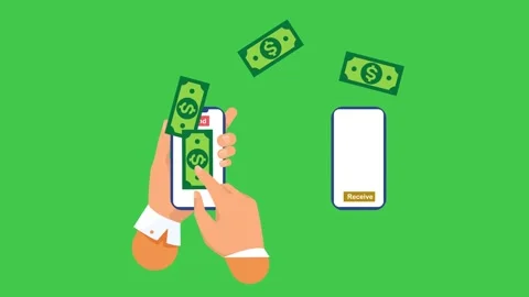 Money transfer from mobile to mobile through internet banking. Stock Footage 227671935