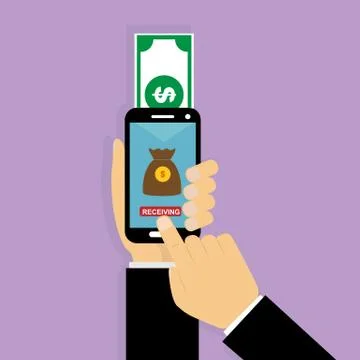 Money transfer to mobile phone, e-commerce Ilustración de archivo
