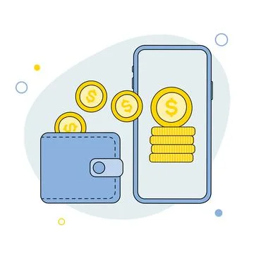 Money transfer. Online payment. Send and receive money wireless with their phone Stock Illustration