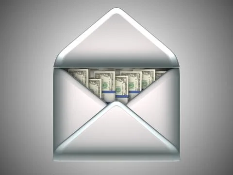 Money transfer - us dollars in opened envelope Ilustração Stock