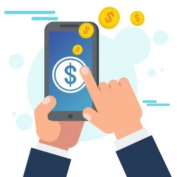 Money transfer using mobile device, computer and smart phone Stock Illustration