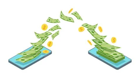 Money transfer using mobile device 스톡 일러스트