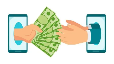 Money transfer using mobile device, computer and smart phone Stock Illustration