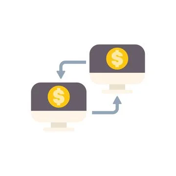 Money transferring between two computers using internet connection Stockillustratie