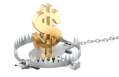 Money Trap, concept.  Bear trap with dollar symbol, 3D rendering Stock Illustration