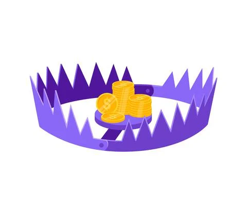 Money trap concept flat style design vector illustration isolated on white Stock Illustration