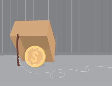 Money trap using coin as bait Illustrazione stock
