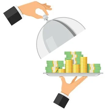 Money on tray Stock Illustration