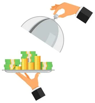 Money on tray Stock Illustration