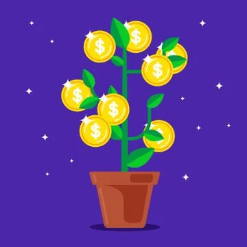 Money tree with coins instead Stock Illustration