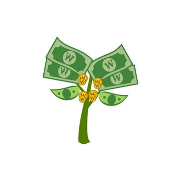 Money tree. flat design. Isolated on white background. Money icon Stock Illustration