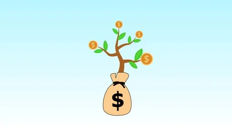 Money tree growing from dollar bag financial growth concept animation Stock Footage 335544072