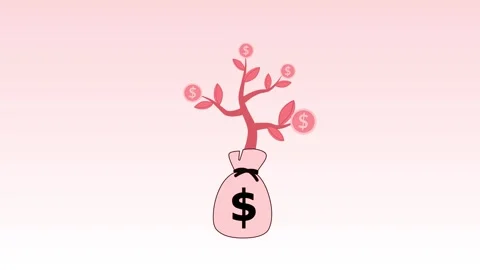 Money tree growing from dollar bag financial growth concept animation Stock Footage 335544074