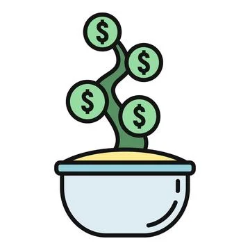 Money tree growing dollars in a pot Illustrazione stock