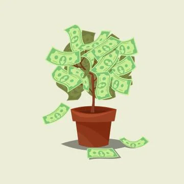 Money tree icon flat Isolated on background. 스톡 일러스트
