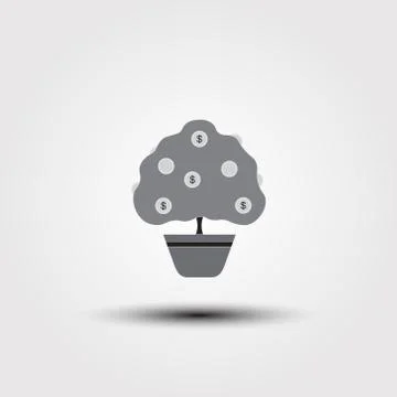 Money tree isolated on a gray background. Illustrazione stock