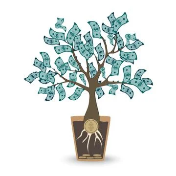 Money tree. Isolated vector object on white background. Stock Illustration