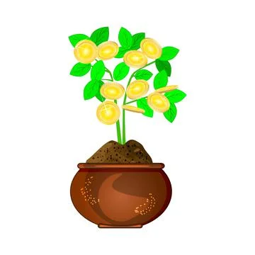 Money tree isolated on white background. Business and finance icon. Stock Illustration