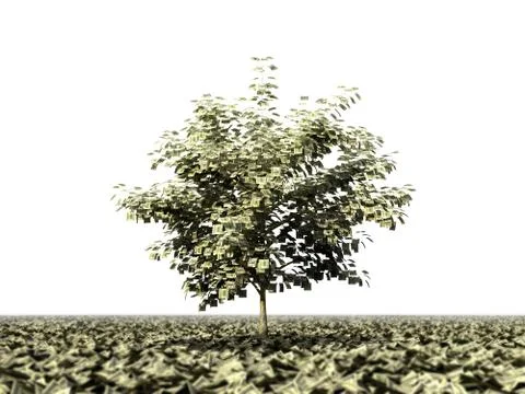 Money tree made up of hundred dollar bills Stock Illustration