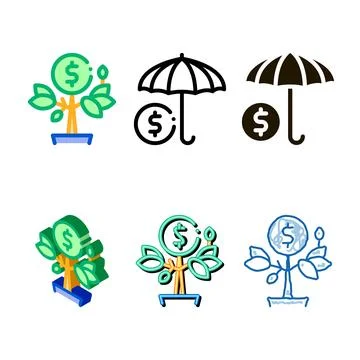 Money tree pot icon edition vector outline イラスト素材