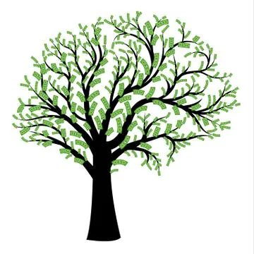 Money tree in shape of human brain Stock Illustration