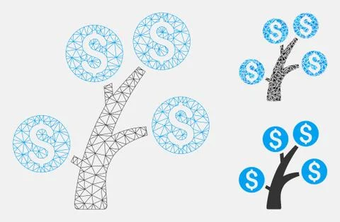 Money Tree Vector Mesh Network Model and Triangle Mosaic Icon Stock Illustration
