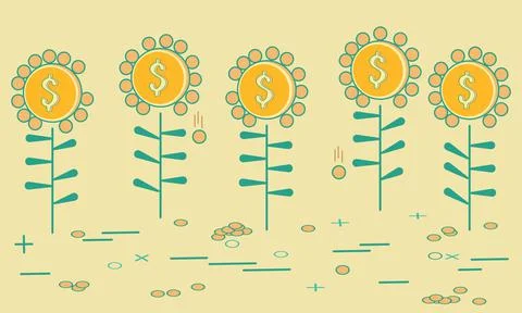 Money trees, growing money Stock Illustration