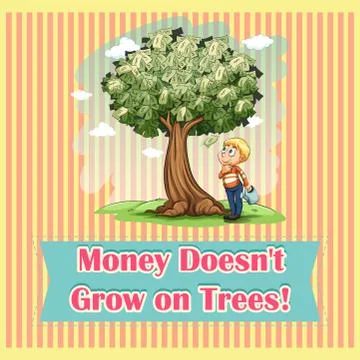 Money on trees idiom Illustration
