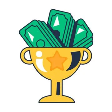Money trophy flat illustration representing financial success 스톡 일러스트