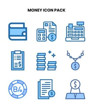 Money Two Colour Bundle Icons Pack Ilustración de archivo