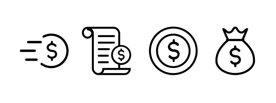 Money vector icon set Stock Illustration