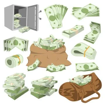 Money vector stack of dollar or currency cash monetary in bank moneysaving and Stock Illustration