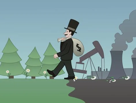Money versus nature 스톡 일러스트