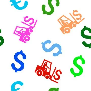 Money Warehouse Flat Vector Seamless Pattern Stock Illustration