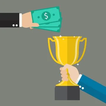 Money for a winning trophy Stock Illustration