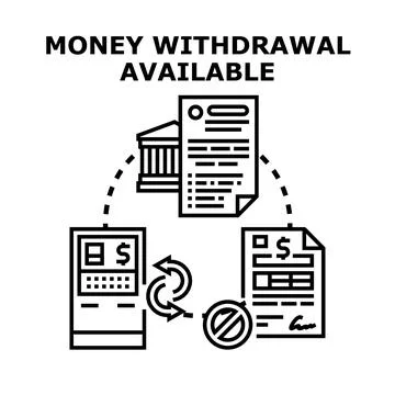 Money withdrawal banking transaction process concept illustration Stock Illustration