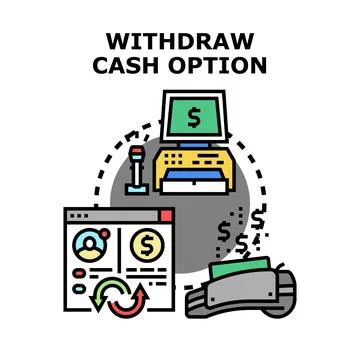 Money withdrawal option process with digital transaction Stock Illustration