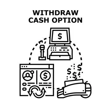 Money withdrawal option process with digital transaction Stock Illustration