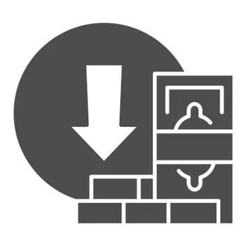 Money withdrawal solid icon. Cash and bricks vector illustration isolated on Stock Illustration