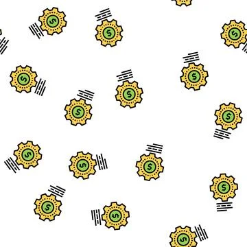 Money working mechanical gear vector seamless pattern Illustrazione stock